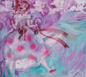 Värikäs abstrakti maalaus pastellisävyissä