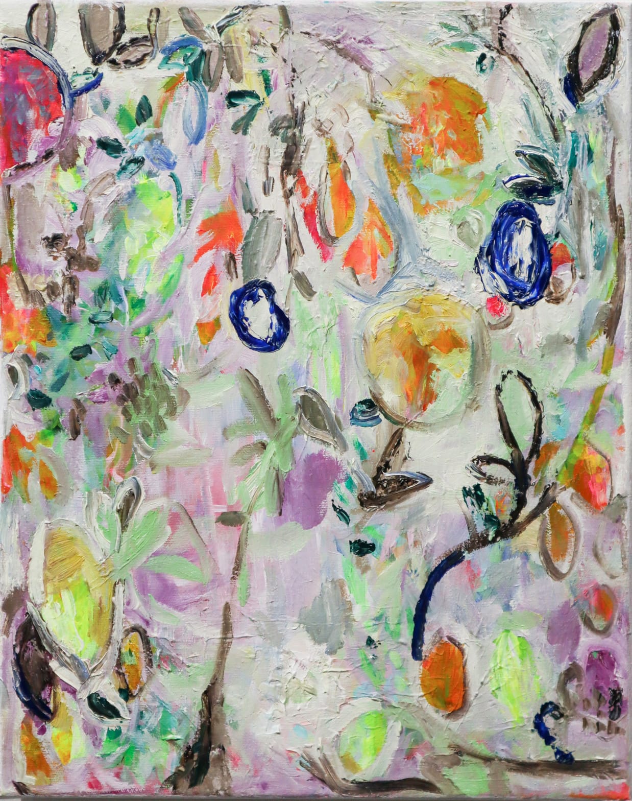 Abstrakti värikäs maalattu kukka-asetelma