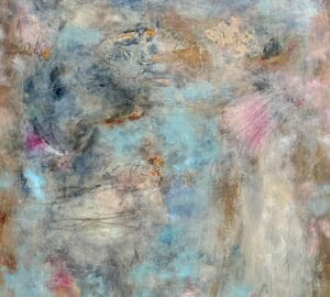 Abstrakti maalaus pastellisävyillä ja tekstuurilla