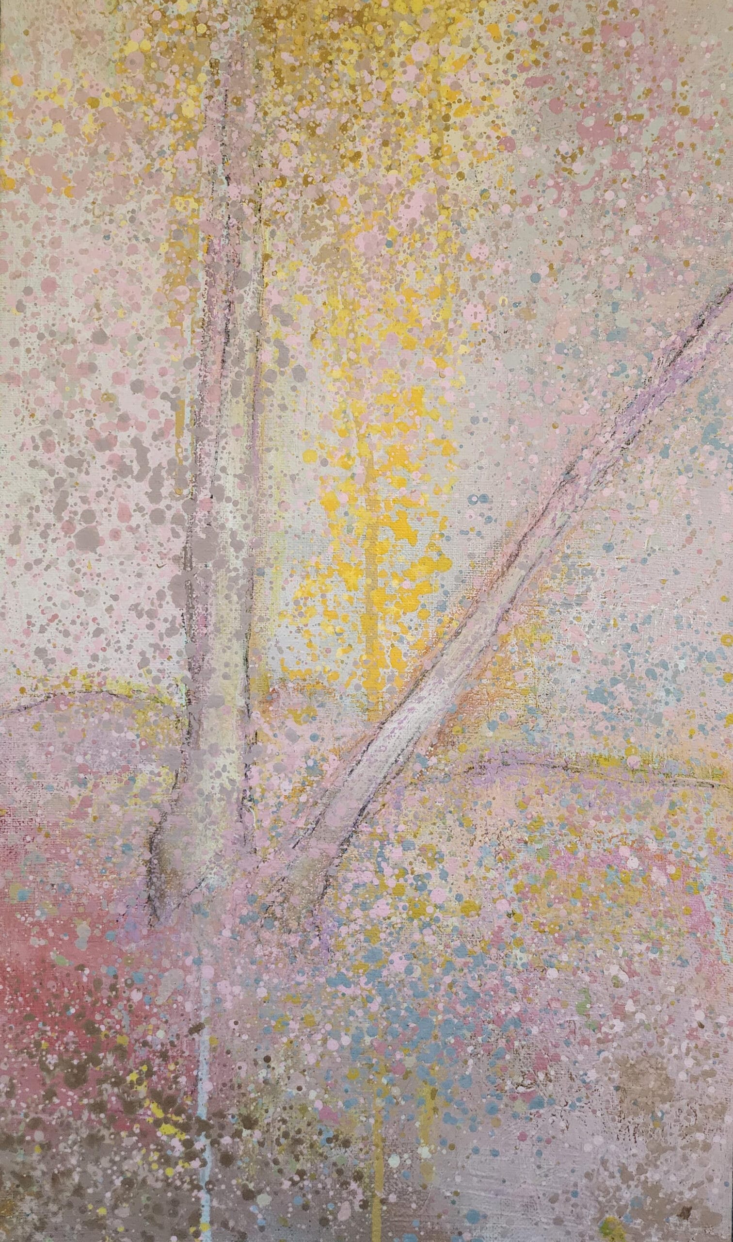 Abstrakti maalaus pastellipisaroilla