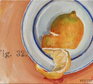 Pealed lemon on a plate