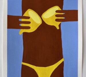 Maalaus, kädet pitävät sitruunaa kiinni matkijalihalla.