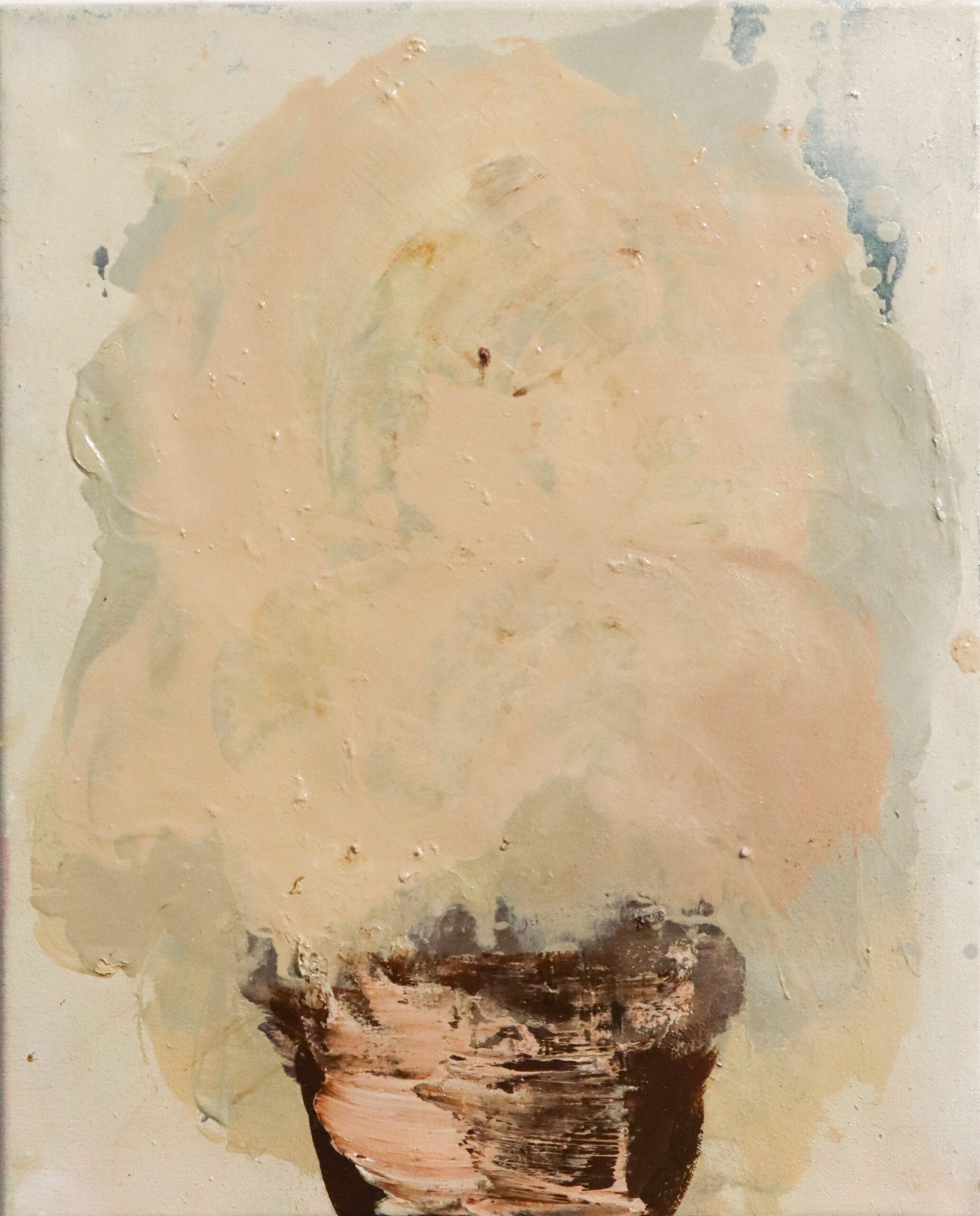 Abstrakti maalaus vaaleissa sävyissä kankaalla