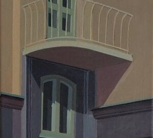 Moderni parveke vaaleassa rakennuksessa