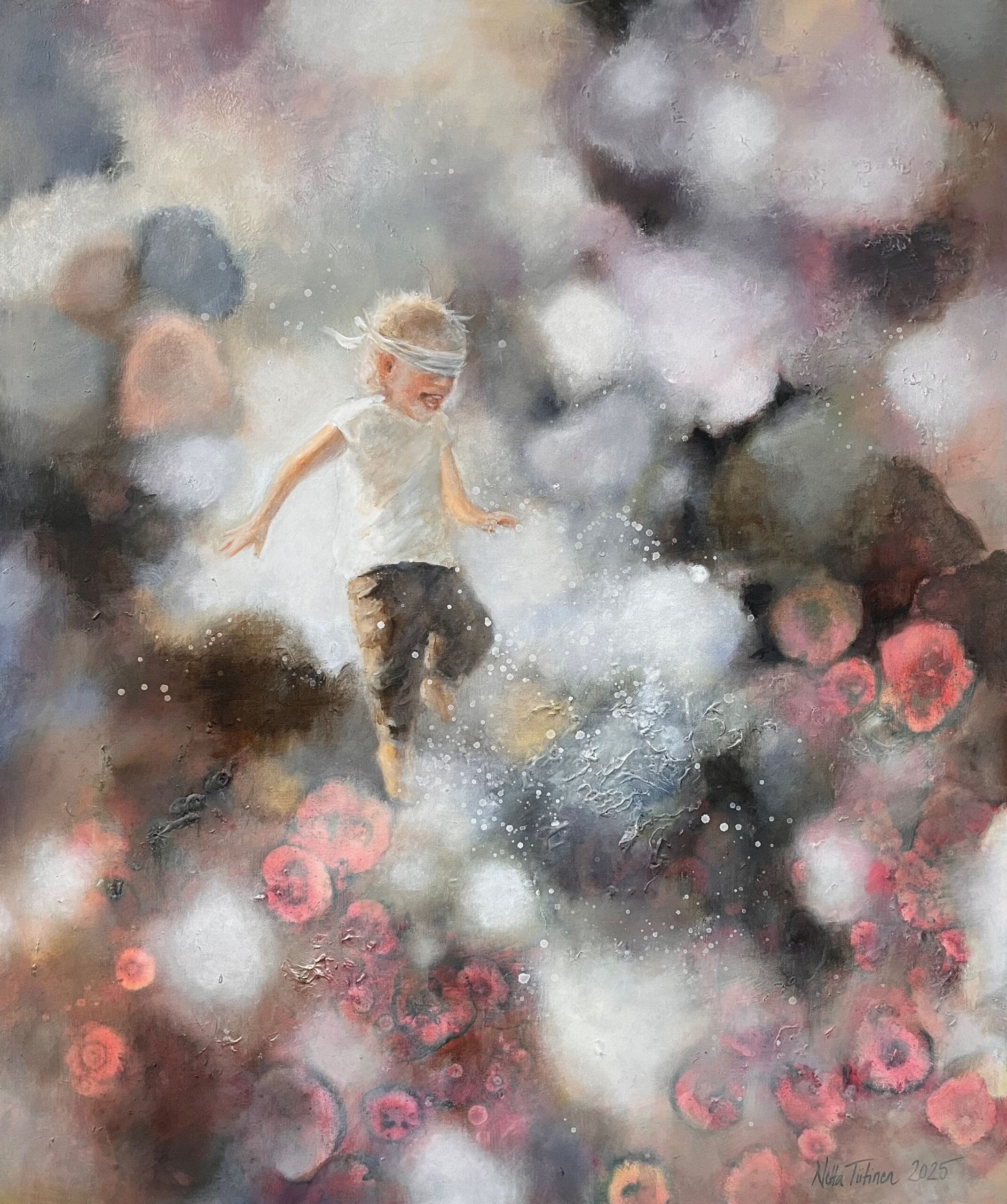 Lapsi sokkona taiteellisessa unenomaisessa maisemassa