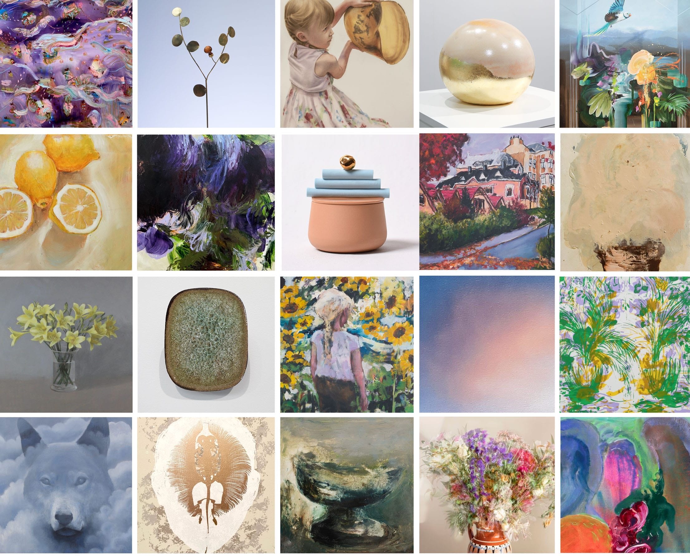 Collage of diverse artworks and paintings