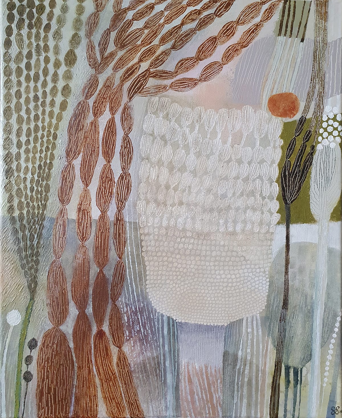 Abstrakti maalaus luonnon väreissä