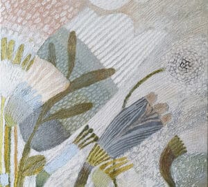 Abstrakti kukkaismaalaus pehmeissä sävyissä