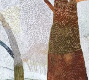 Abstrakti maalaus puista ja kuvioista